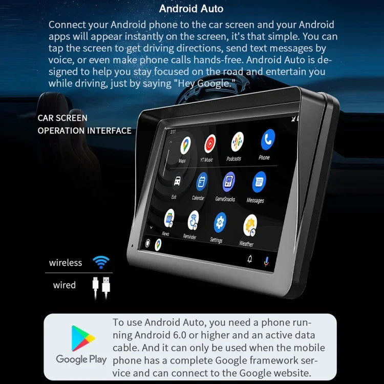مشغل MP5 للسيارة بشبكة CarPlay لاسلكية 7 بوصة B5300، يدعم اتصال الهاتف المحمول، B5300