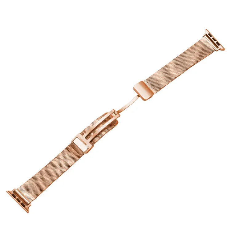 سوار ساعة معدني مع إبزيم ميلان قابل للطي، لسلسلة Apple Watch 8&7 مقاس 45مم، لسلسلة Apple Watch 8&7 مقاس 41مم