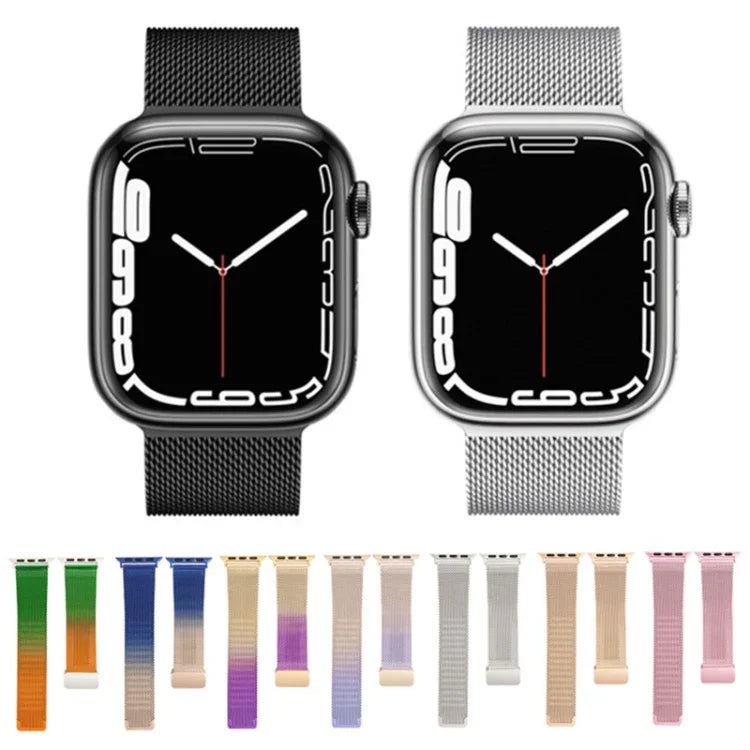 سوار ساعة معدني مع إبزيم ميلان قابل للطي، لسلسلة Apple Watch 8&7 مقاس 45مم، لسلسلة Apple Watch 8&7 مقاس 41مم