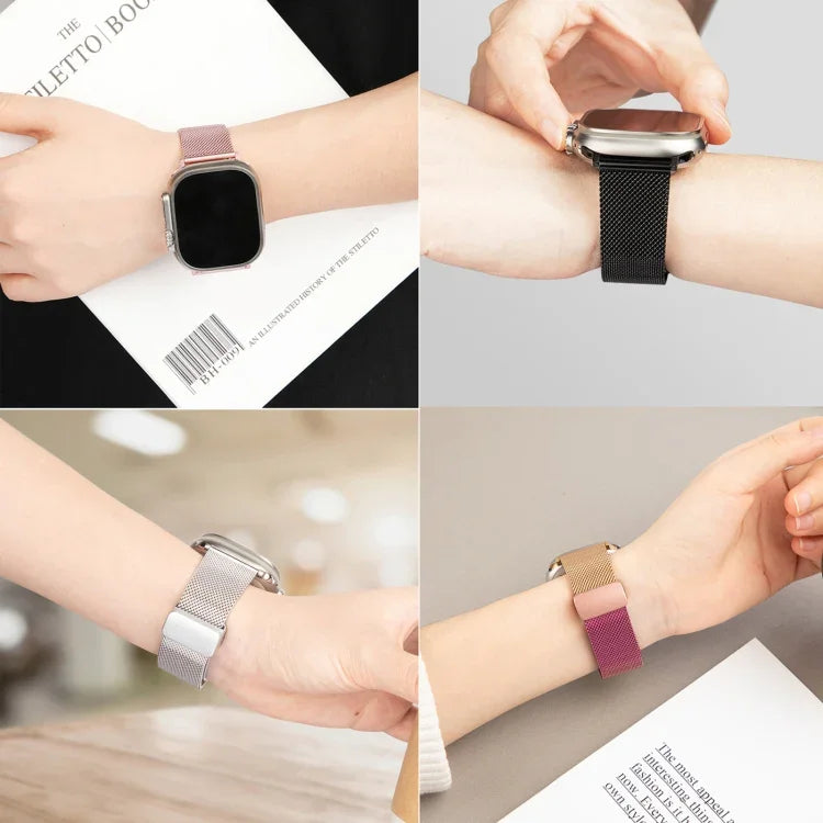 سوار ساعة معدني مع إبزيم ميلان قابل للطي، لسلسلة Apple Watch 8&7 مقاس 45مم، لسلسلة Apple Watch 8&7 مقاس 41مم