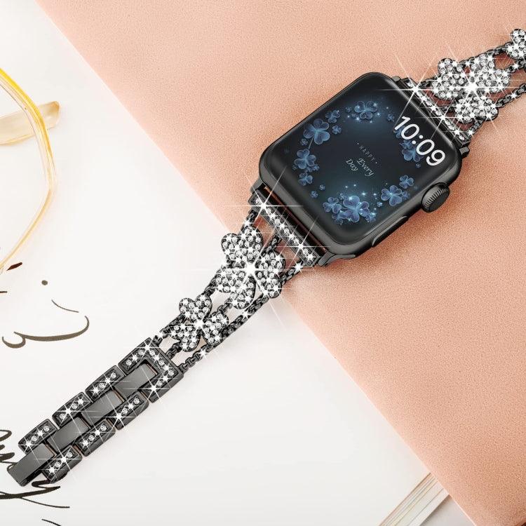 سوار ساعة مزين بألماس على شكل ورقة ثلاثية، لسلسلة Apple Watch 8&7 مقاس 45مم، لسلسلة Apple Watch 8&7 مقاس 41مم