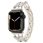سوار ساعة معدني مزين بألماس على شكل فراشة، لسلسلة Apple Watch 8&7 مقاس 45مم، لسلسلة Apple Watch 8&7 مقاس 41مم