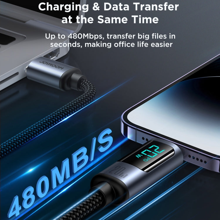 JOYROOM S-CL020A16 20 واط USB-C / Type-C إلى 8 دبابيس كابل بيانات شحن سريع بشاشة رقمية، Type-C إلى 8 دبابيس