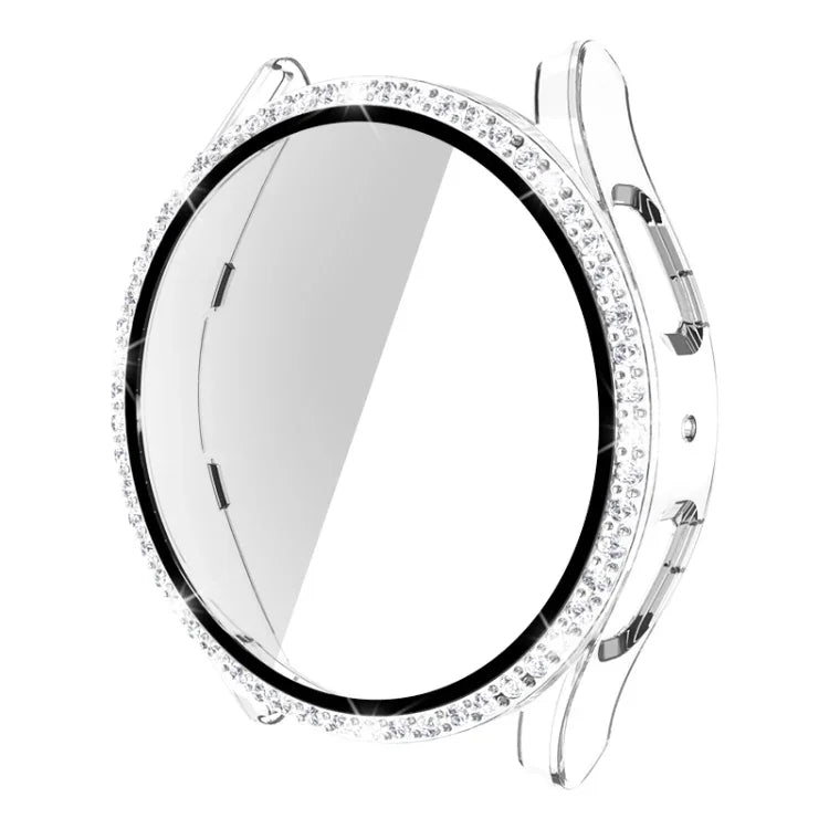 Single Row Diamond PC + Tempered Glass Watch Case, For Samsung Galaxy Watch5 44mm