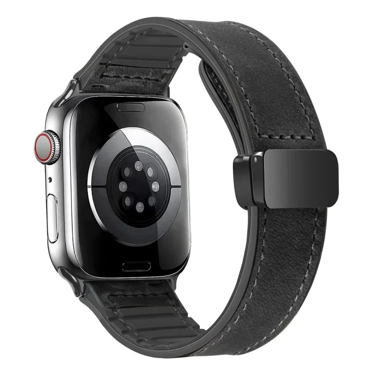 سوار ساعة سيليكون وجلد قابل للطي مغناطيسي، لساعة Apple Watch السلسلة 8&7 مقاس 41مم