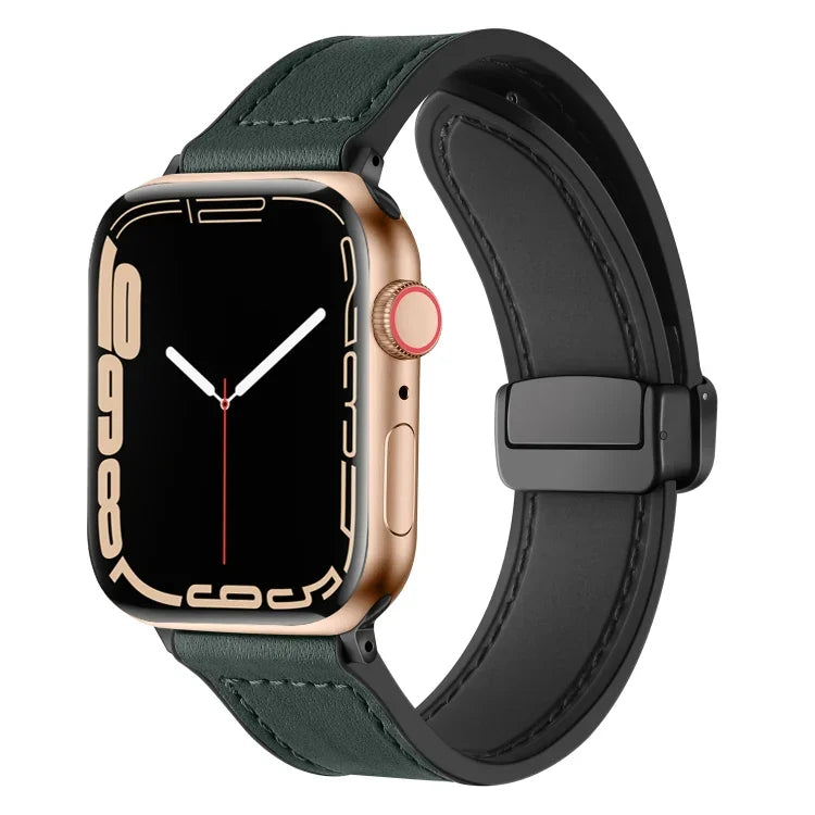 سوار ساعة سيليكون وجلد قابل للطي مغناطيسي، لساعة Apple Watch السلسلة 8&7 مقاس 41مم