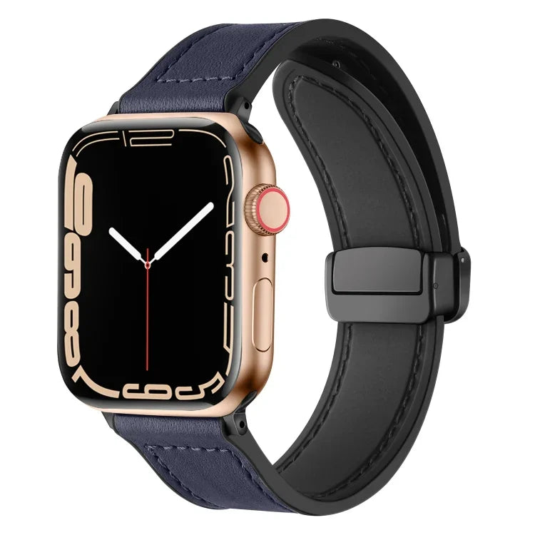 سوار ساعة سيليكون وجلد قابل للطي مغناطيسي، لساعة Apple Watch السلسلة 8&7 مقاس 41مم