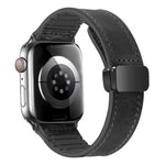 حزام ساعة مغناطيسي قابل للطي من السيليكون والجلد لساعات Apple Watch Ultra 49مم / السلسلة 8&7 45مم / SE 2&6&SE&5&4 44مم / 3&2&1 42مم، لساعات Apple Watch Ultra 49مم
