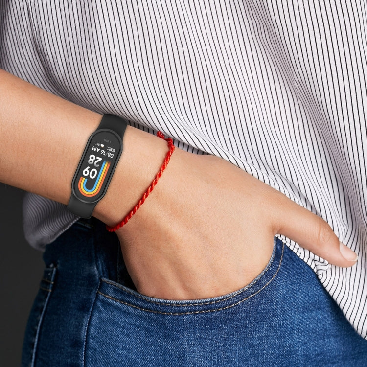 Solid Color Stainless Steel Plug Replacement Watch Band, For Xiaomi Mi Band 8