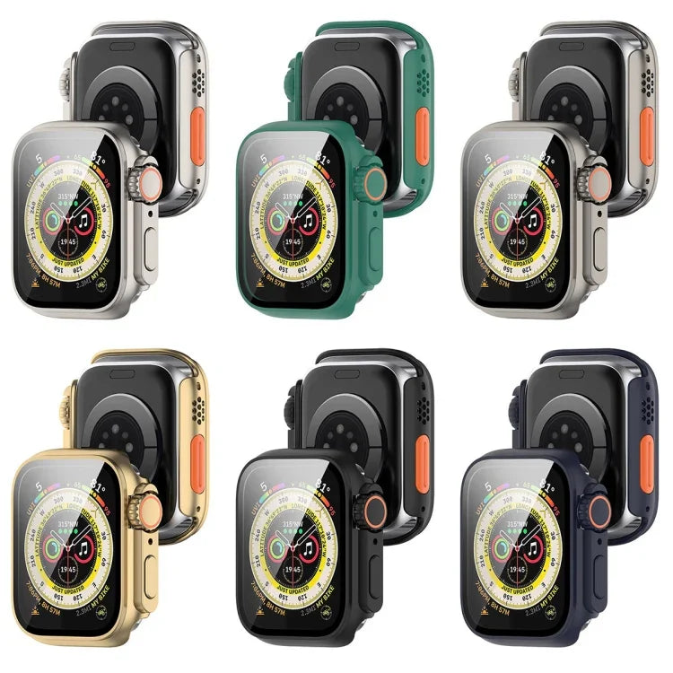 غطاء حماية مدمج مع فيلم مقسى + PC، لساعة Apple Watch السلسلة SE 2 / 6 / SE / 5 / 4 مقاس 40مم، لساعة Apple Watch السلسلة 9 / 8 / 7 مقاس 41مم، لساعة Apple Watch السلسلة SE 2 / 6 / SE / 5 / 4 مقاس 44مم، لساعة Apple Watch السلسلة 9 / 8 / 7 مقاس 45مم