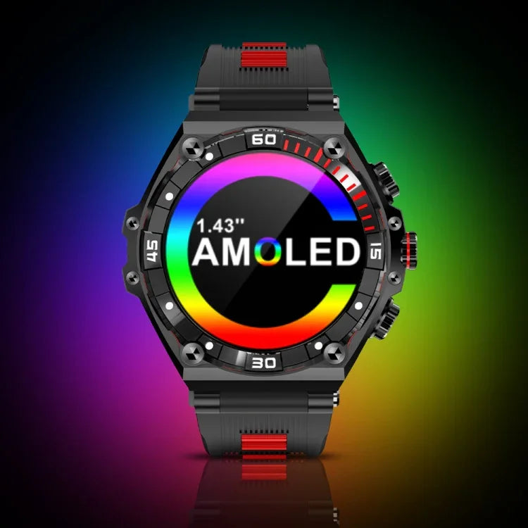 ساعة ذكية CT18 بشاشة AMOLED بقياس 1.43 بوصة تدعم المكالمات عبر البلوتوث / كشف نسبة الأكسجين في الدم