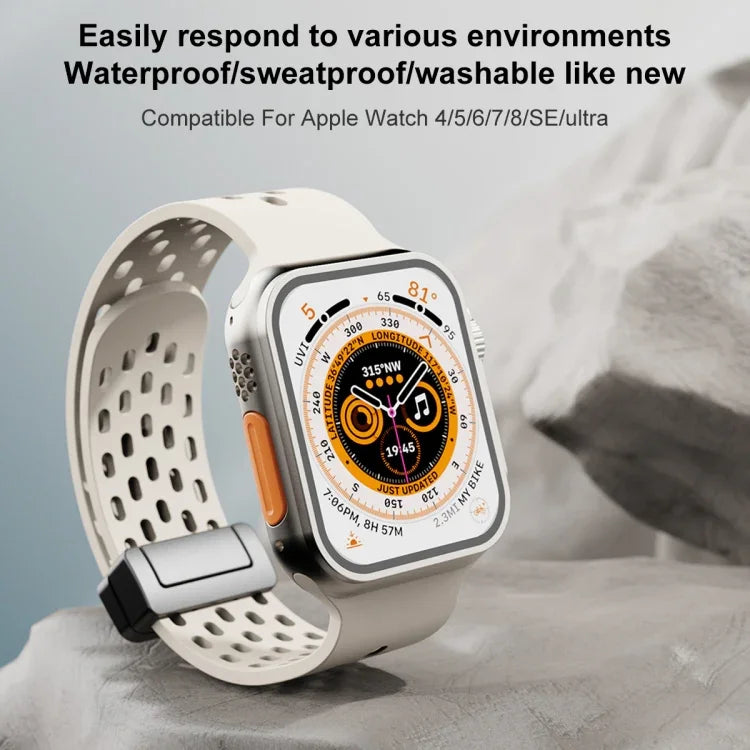 Magnetic Clasp Silicone Watch Band, For Apple Watch Series 8&7 41mm, For Apple Watch Series 8&7 45mm