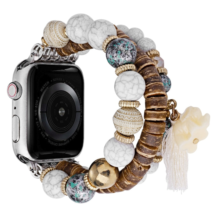 Beads Elephant Pendant Watch Band, For Apple Watch Series 10 46mm, For Apple Watch Series 10 42mm, For Apple Watch SE 2023 44mm, For Apple Watch SE 2023 40mm, For Apple Watch Ultra 2 49mm, For Apple Watch 9 45mm, For Apple Watch 9 41mm                 ...