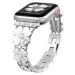 سوار ساعة معدني مزين بالألماس Petal، لساعات Apple Watch 3 مقاس 38 مم، Apple Watch 9 مقاس 45 مم، Apple Watch 3 مقاس 42 مم، Apple Watch 2 مقاس 38 مم، Apple Watch 2 مقاس 42 مم، Apple Watch مقاس 38 مم، Apple Watch مقاس 42 مم، Apple Watch 9 مقاس 41 مم