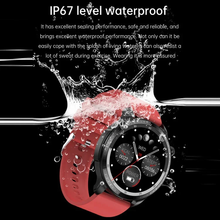 ساعة ذكية بحزام سيليكون مقاوم للماء بمعيار IP67 بحجم 1.39 بوصة T52، تدعم مكالمات بلوتوث / قياس أكسجين الدم / مراقبة درجة حرارة الجسم، حزام سيليكون (أزرق)، حزام سيليكون (أسود)، حزام جلد (أحمر)