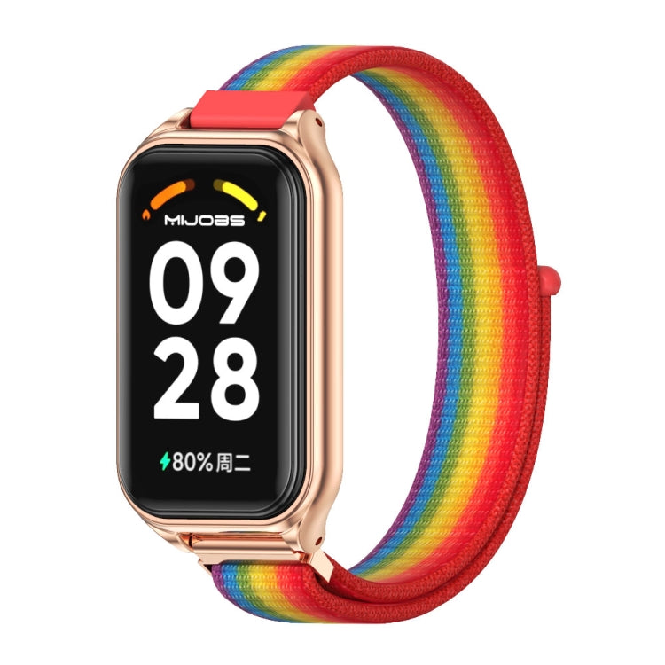 Mijobs Metal Shell Breathable Nylon Loop Watch Band, For Xiaomi Smart Band 8 Active / Redmi Band 2