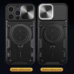 غطاء هاتف بممسك مغناطيسي منزلق بنقشة CD، لهواتف iPhone 14 Pro Max، iPhone 13 Pro Max، iPhone 13 Pro، iPhone 13، iPhone 12، iPhone 12 Pro Max، iPhone 12 Pro، iPhone 11 Pro Max