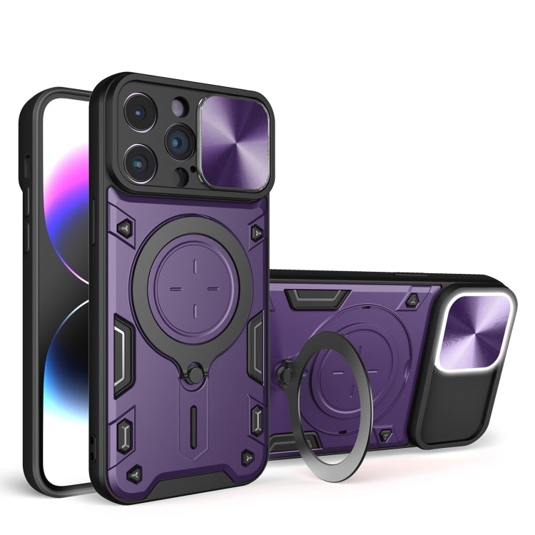 غطاء هاتف بممسك مغناطيسي منزلق بنقشة CD، لهواتف iPhone 14 Pro Max، iPhone 13 Pro Max، iPhone 13 Pro، iPhone 13، iPhone 12، iPhone 12 Pro Max، iPhone 12 Pro، iPhone 11 Pro Max