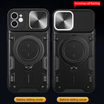 غطاء هاتف بممسك مغناطيسي منزلق بنقشة CD، لهواتف iPhone 11، iPhone 11 Pro