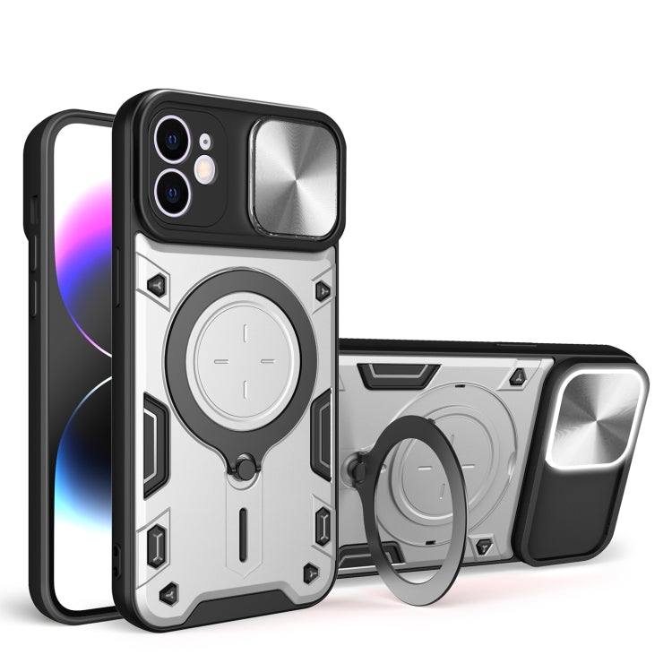 غطاء هاتف بممسك مغناطيسي منزلق بنقشة CD، لهواتف iPhone 11، iPhone 11 Pro