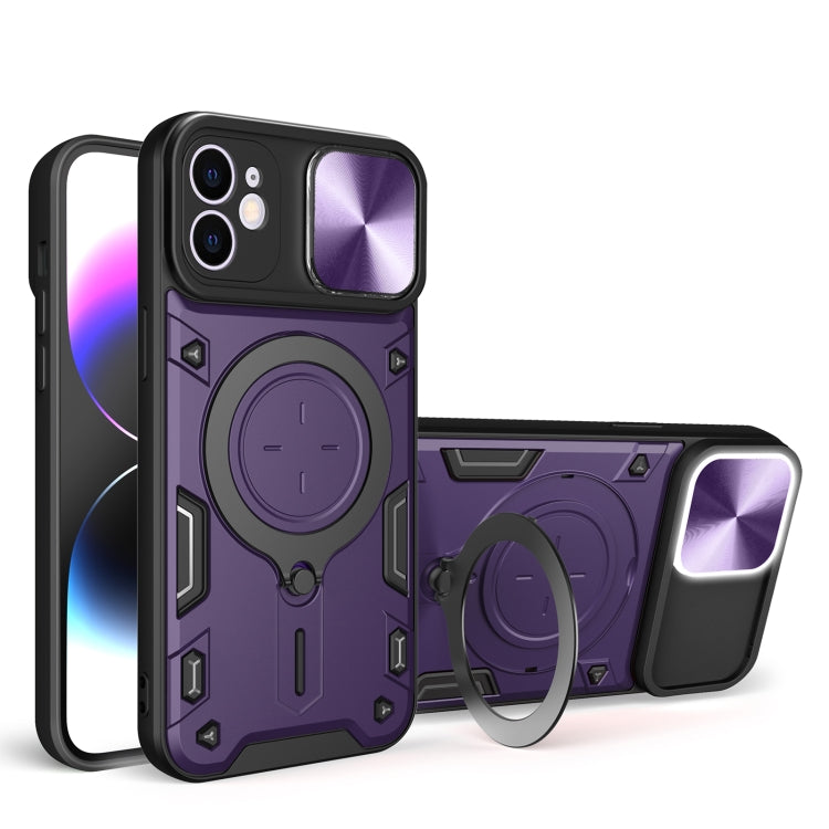 غطاء هاتف بممسك مغناطيسي منزلق بنقشة CD، لهواتف iPhone 11، iPhone 11 Pro