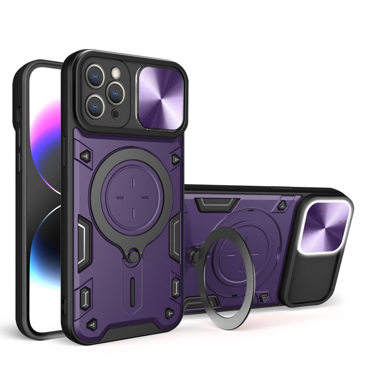 غطاء هاتف بممسك مغناطيسي منزلق بنقشة CD، لهواتف iPhone 11، iPhone 11 Pro