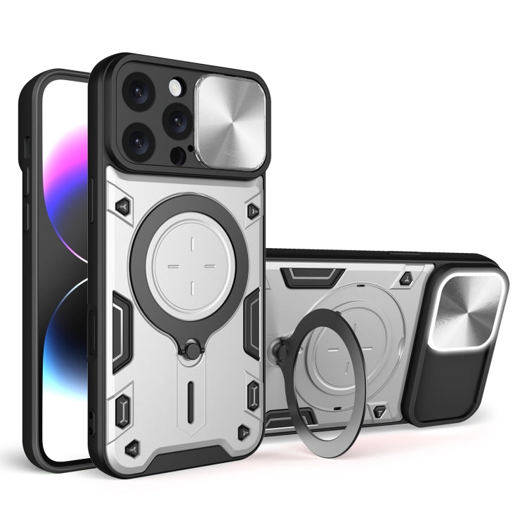 غطاء هاتف بممسك مغناطيسي منزلق بنقشة CD، لهواتف iPhone 17e / 16e، iPhone 17 Pro Max، iPhone 17 Pro، iPhone 17، iPhone Air، iPhone 16 Pro Max، iPhone 16 Pro، iPhone 16 Plus