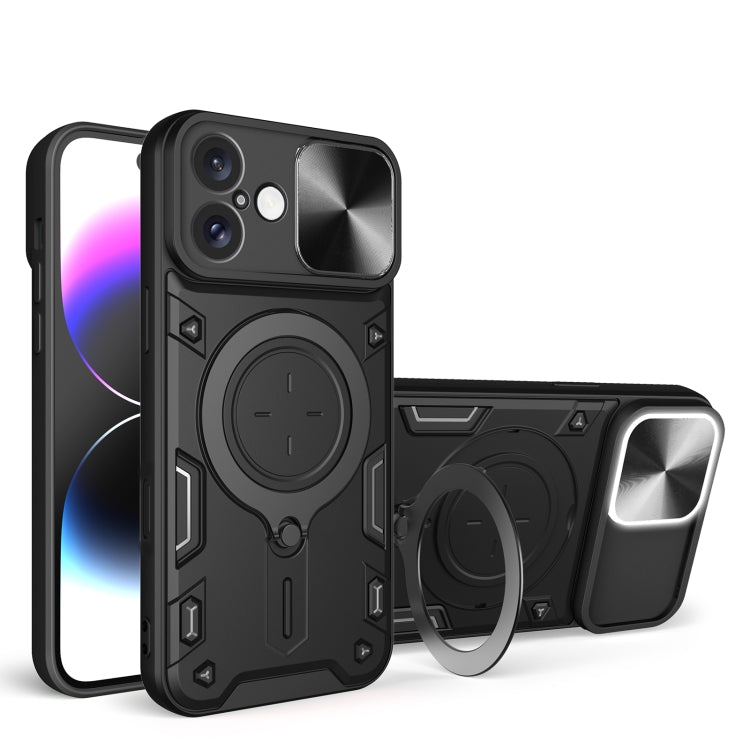 غطاء هاتف بممسك مغناطيسي منزلق بنقشة CD، لهواتف iPhone 17e / 16e، iPhone 17 Pro Max، iPhone 17 Pro، iPhone 17، iPhone Air، iPhone 16 Pro Max، iPhone 16 Pro، iPhone 16 Plus