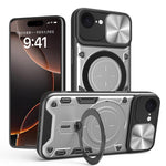 غطاء هاتف بممسك مغناطيسي منزلق بنقشة CD، لهواتف iPhone 17e / 16e، iPhone 17 Pro Max، iPhone 17 Pro، iPhone 17، iPhone Air، iPhone 16 Pro Max، iPhone 16 Pro، iPhone 16 Plus