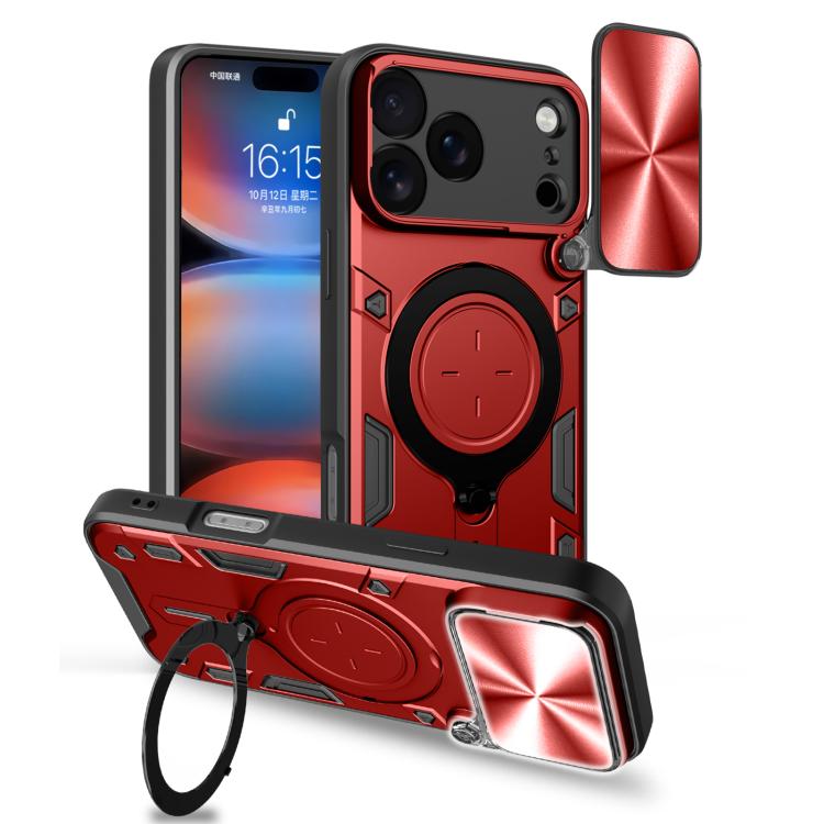 غطاء هاتف بممسك مغناطيسي منزلق بنقشة CD، لهواتف iPhone 17e / 16e، iPhone 17 Pro Max، iPhone 17 Pro، iPhone 17، iPhone Air، iPhone 16 Pro Max، iPhone 16 Pro، iPhone 16 Plus