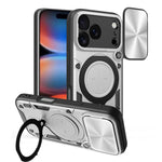 غطاء هاتف بممسك مغناطيسي منزلق بنقشة CD، لهواتف iPhone 17e / 16e، iPhone 17 Pro Max، iPhone 17 Pro، iPhone 17، iPhone Air، iPhone 16 Pro Max، iPhone 16 Pro، iPhone 16 Plus