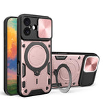 غطاء هاتف بممسك مغناطيسي منزلق بنقشة CD، لهواتف iPhone 17e / 16e، iPhone 17 Pro Max، iPhone 17 Pro، iPhone 17، iPhone Air، iPhone 16 Pro Max، iPhone 16 Pro، iPhone 16 Plus