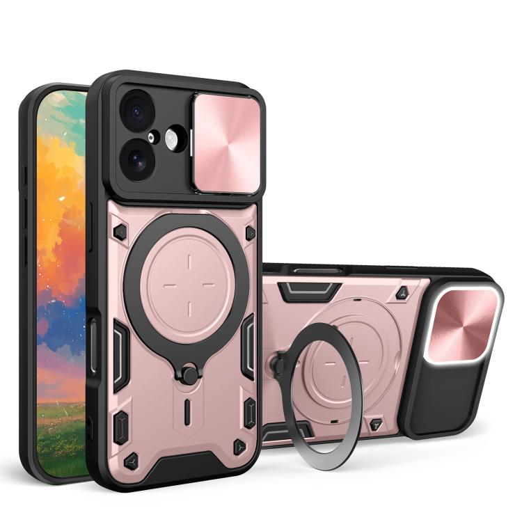 غطاء هاتف بممسك مغناطيسي منزلق بنقشة CD، لهواتف iPhone 17e / 16e، iPhone 17 Pro Max، iPhone 17 Pro، iPhone 17، iPhone Air، iPhone 16 Pro Max، iPhone 16 Pro، iPhone 16 Plus