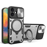 غطاء هاتف بممسك مغناطيسي منزلق بنقشة CD، لهواتف iPhone 17e / 16e، iPhone 17 Pro Max، iPhone 17 Pro، iPhone 17، iPhone Air، iPhone 16 Pro Max، iPhone 16 Pro، iPhone 16 Plus