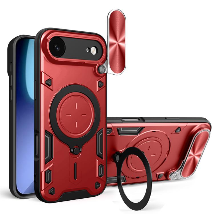 غطاء هاتف بممسك مغناطيسي منزلق بنقشة CD، لهواتف iPhone 17e / 16e، iPhone 17 Pro Max، iPhone 17 Pro، iPhone 17، iPhone Air، iPhone 16 Pro Max، iPhone 16 Pro، iPhone 16 Plus