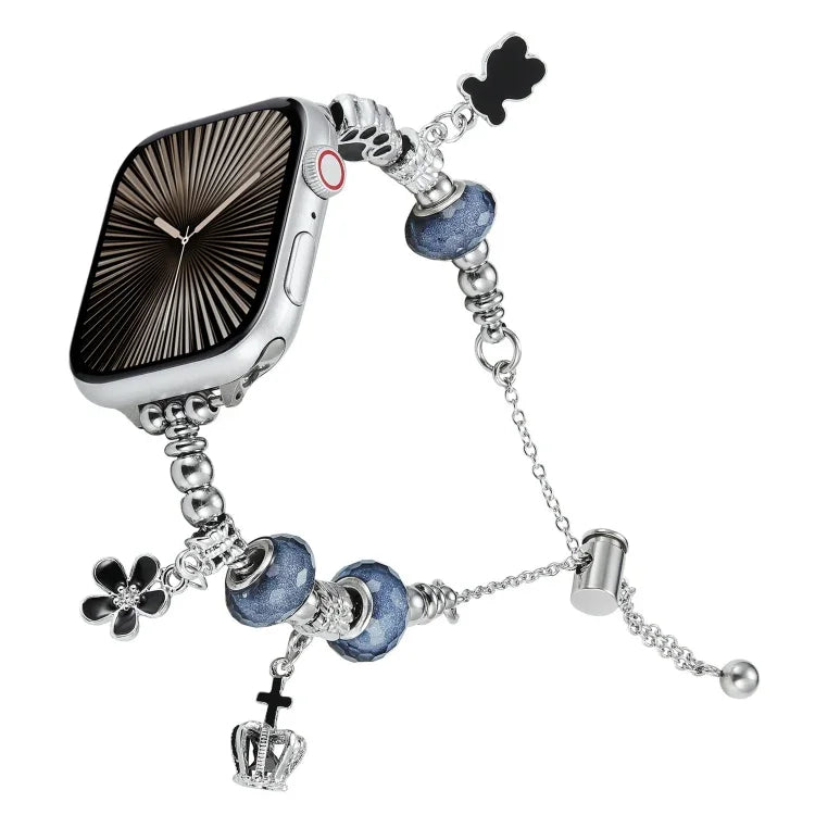 Bead Bracelet Metal Watch Band, For Apple Watch Series 10 46mm, For Apple Watch Series 10 42mm, For Apple Watch SE 2023 44mm, For Apple Watch SE 2023 40mm, For Apple Watch Ultra 2 49mm, For Apple Watch 9 45mm, For Apple Watch 9 41mm                    ...