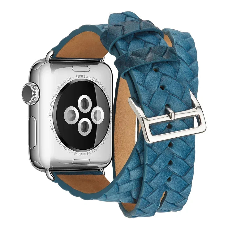 Top-grain Leather Embossed Crown Watchband, For Apple Watch Series 5 & 4 40mm / 3& 2 & 1 38mm, For Apple Watch Series 7 45mm / 6 & SE & 5 & 4 44mm / 3 & 2 & 1 42mm