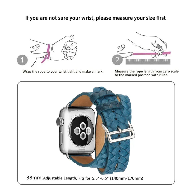Top-grain Leather Embossed Crown Watchband, For Apple Watch Series 5 & 4 40mm / 3& 2 & 1 38mm, For Apple Watch Series 7 45mm / 6 & SE & 5 & 4 44mm / 3 & 2 & 1 42mm