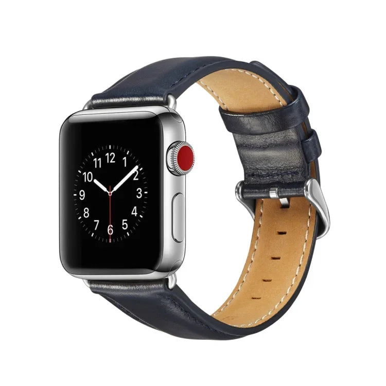 سوار ساعة من جلد الحصان المجنون عالي الجودة، لسلسلة Apple Watch 7 مقاس 41مم / 6 و SE و 5 و 4 مقاس 40مم / 3 و 2 و 1 مقاس 38مم، لسلسلة Apple Watch 7 مقاس 45مم / 6 و SE و 5 و 4 مقاس 44مم / 3 و 2 و 1 مقاس 42مم
