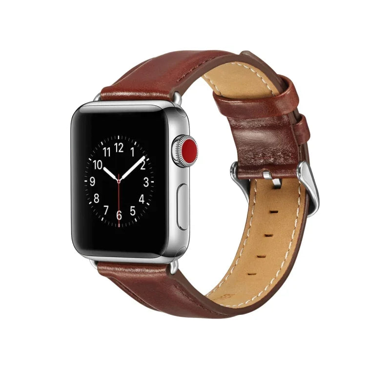 سوار ساعة من جلد الحصان المجنون عالي الجودة، لسلسلة Apple Watch 7 مقاس 41مم / 6 و SE و 5 و 4 مقاس 40مم / 3 و 2 و 1 مقاس 38مم، لسلسلة Apple Watch 7 مقاس 45مم / 6 و SE و 5 و 4 مقاس 44مم / 3 و 2 و 1 مقاس 42مم