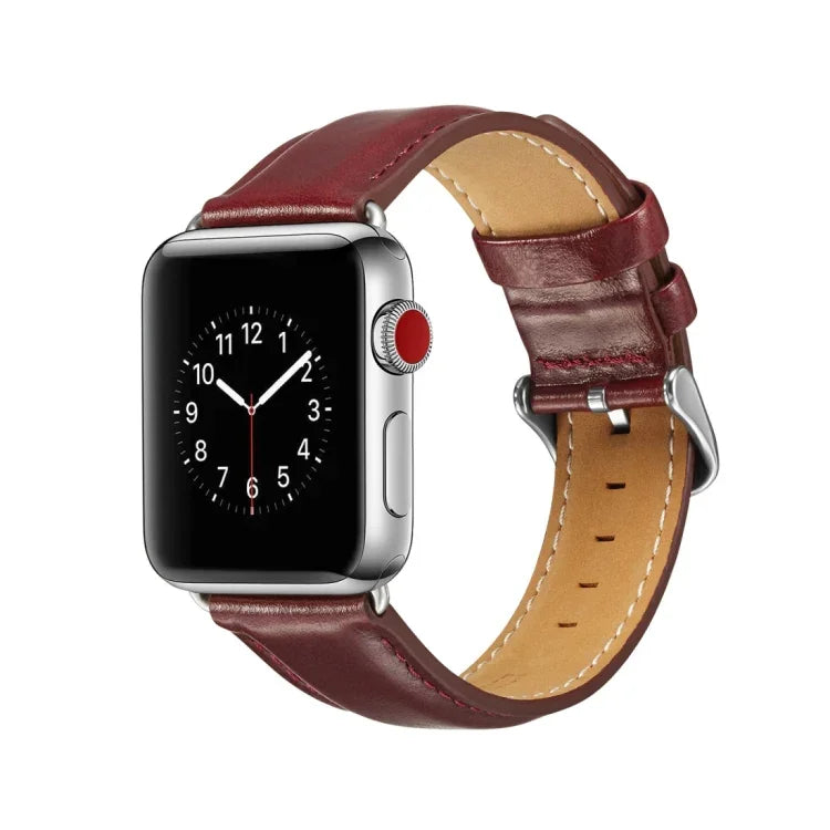 سوار ساعة من جلد الحصان المجنون عالي الجودة، لسلسلة Apple Watch 7 مقاس 41مم / 6 و SE و 5 و 4 مقاس 40مم / 3 و 2 و 1 مقاس 38مم، لسلسلة Apple Watch 7 مقاس 45مم / 6 و SE و 5 و 4 مقاس 44مم / 3 و 2 و 1 مقاس 42مم