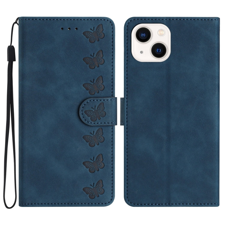 غطاء هاتف من الجلد المنقوش بنمط سبع فراشات، لهواتف iPhone 14 Pro Max، iPhone 13 Pro Max، iPhone 13 Pro، iPhone 13، iPhone 13 mini، iPhone 12، iPhone 12 Pro Max، iPhone 12 Pro