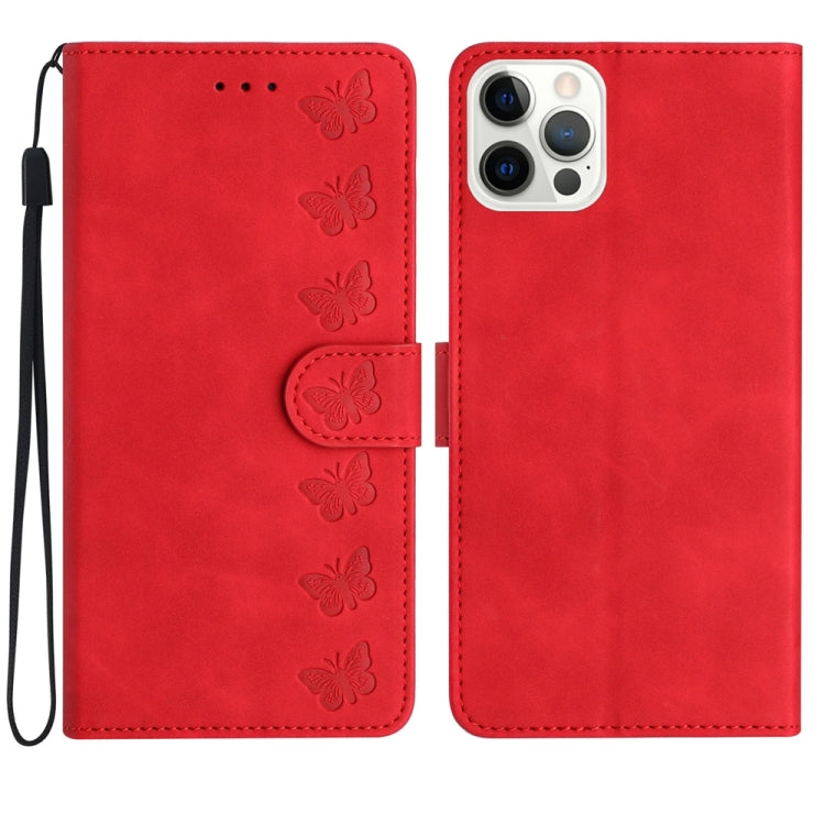 غطاء هاتف من الجلد المنقوش بنمط سبع فراشات، لهواتف iPhone 14 Pro Max، iPhone 13 Pro Max، iPhone 13 Pro، iPhone 13، iPhone 13 mini، iPhone 12، iPhone 12 Pro Max، iPhone 12 Pro