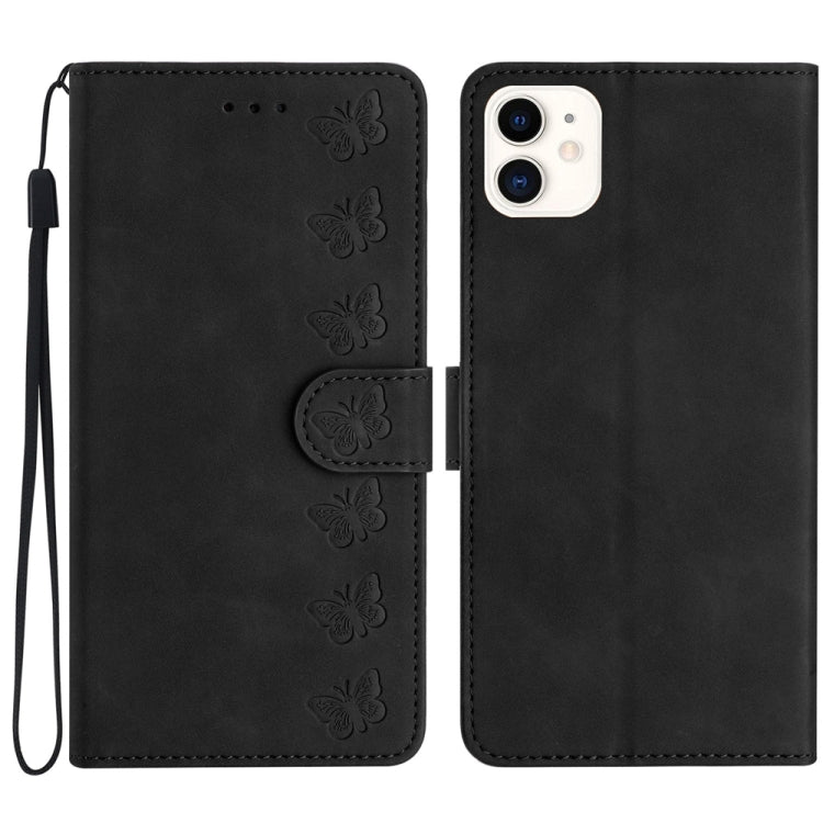 غطاء هاتف من الجلد المنقوش بنمط سبع فراشات، لهواتف iPhone 14 Pro Max، iPhone 13 Pro Max، iPhone 13 Pro، iPhone 13، iPhone 13 mini، iPhone 12، iPhone 12 Pro Max، iPhone 12 Pro