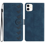غطاء هاتف من الجلد المنقوش بنمط سبع فراشات، لهواتف iPhone 14 Pro Max، iPhone 13 Pro Max، iPhone 13 Pro، iPhone 13، iPhone 13 mini، iPhone 12، iPhone 12 Pro Max، iPhone 12 Pro