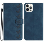 غطاء هاتف من الجلد المنقوش بنمط سبع فراشات، لهواتف iPhone 14 Pro Max، iPhone 13 Pro Max، iPhone 13 Pro، iPhone 13، iPhone 13 mini، iPhone 12، iPhone 12 Pro Max، iPhone 12 Pro