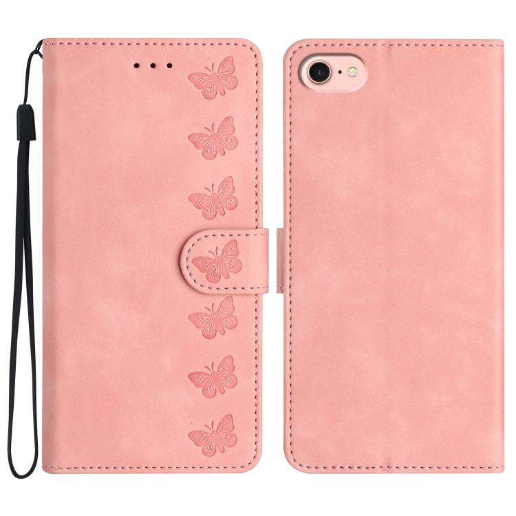غطاء هاتف من الجلد بنقشة سبع فراشات بارزة، لهواتف iPhone 16e / 17e، iPhone 17 Pro Max، iPhone 17 Pro، iPhone 17، iPhone Air، iPhone 16 Pro Max، iPhone 16 Pro، iPhone 16 Plus