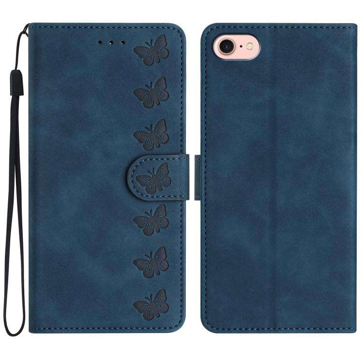 غطاء هاتف من الجلد بنقشة سبع فراشات بارزة، لهواتف iPhone 16e / 17e، iPhone 17 Pro Max، iPhone 17 Pro، iPhone 17، iPhone Air، iPhone 16 Pro Max، iPhone 16 Pro، iPhone 16 Plus