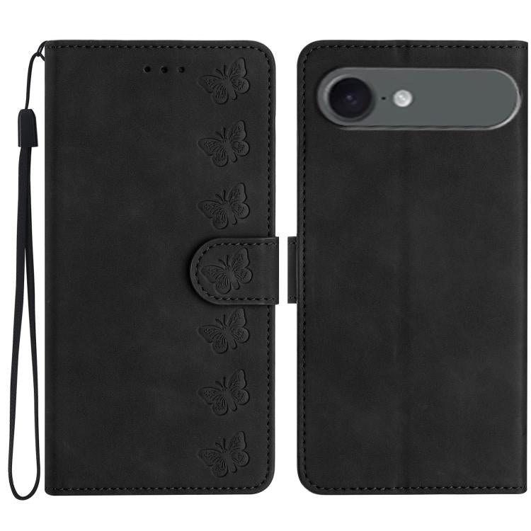 غطاء هاتف من الجلد بنقشة سبع فراشات بارزة، لهواتف iPhone 16e / 17e، iPhone 17 Pro Max، iPhone 17 Pro، iPhone 17، iPhone Air، iPhone 16 Pro Max، iPhone 16 Pro، iPhone 16 Plus