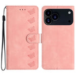 غطاء هاتف من الجلد بنقشة سبع فراشات بارزة، لهواتف iPhone 16e / 17e، iPhone 17 Pro Max، iPhone 17 Pro، iPhone 17، iPhone Air، iPhone 16 Pro Max، iPhone 16 Pro، iPhone 16 Plus
